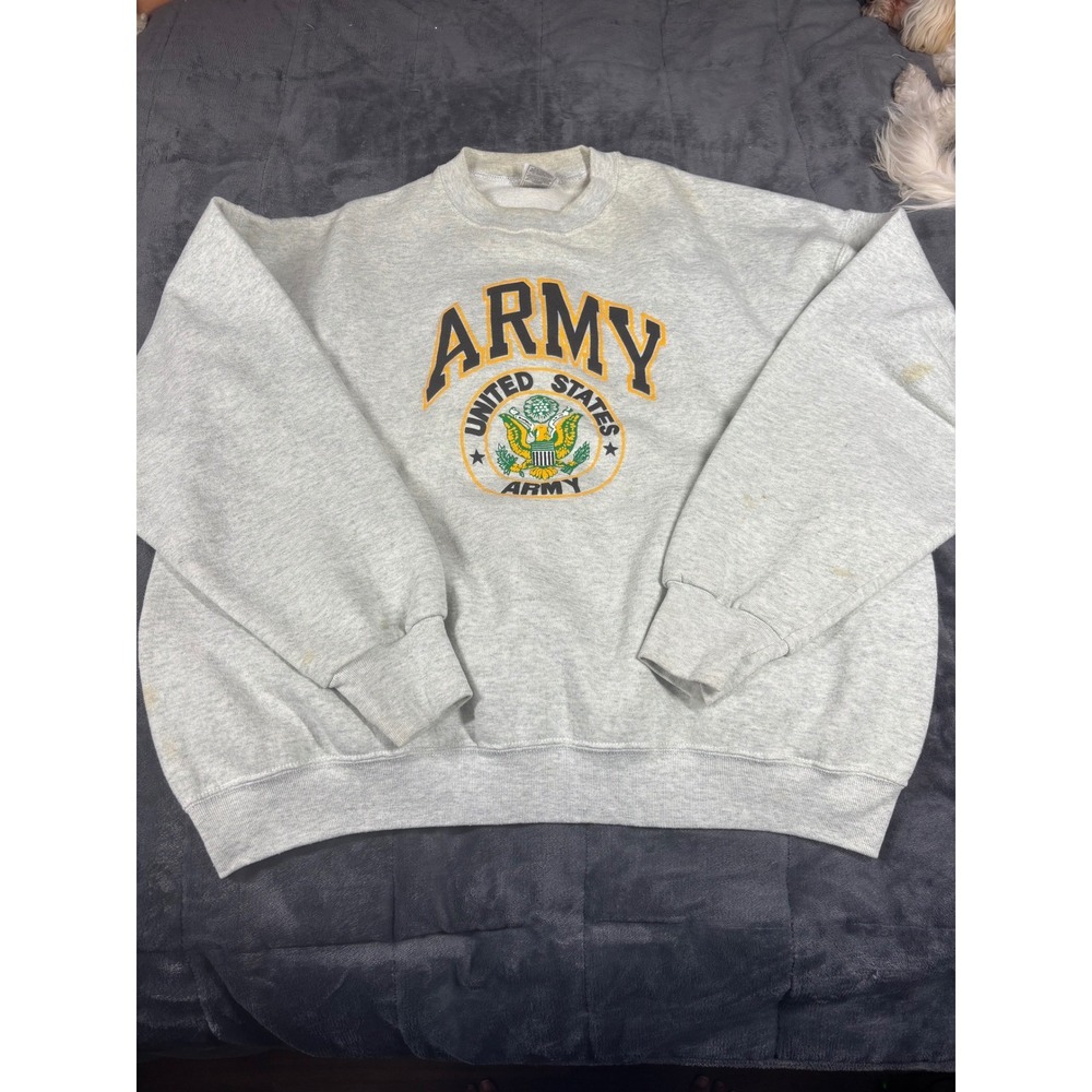 Fruit of the Loom Best Mens XXL US Army Sweatshirt Heather Gray Crewneck Vintage